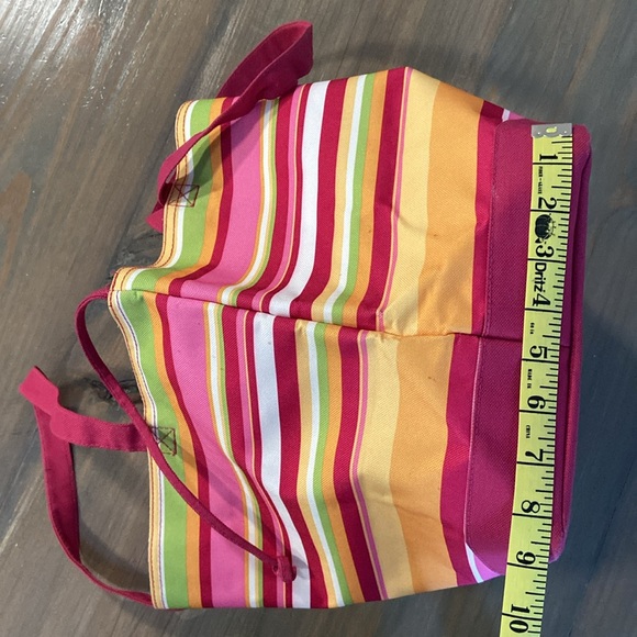 Lancome Pink Striped Canvas Beach Book Tote Lined Bag - Picture 3 of 12